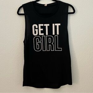 Black Sleeveless Muscle Tank Get It Girl Graphic Tee